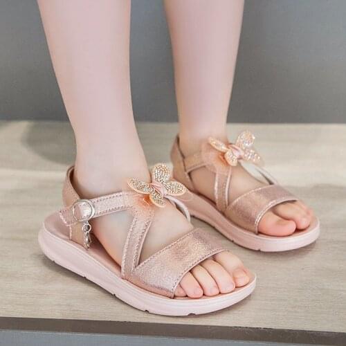 Girls' Sandals 2021 Summer New Solid Soft Bottom Casual Beach Shoes Girls Big Childrens Sandals