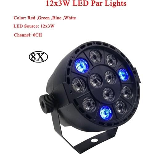 8Pcs/Lot High quality 12 Led Par Stage Light LED RGBW 6 DMX Colour Wide use for Club Dj Disco show Home party Ballroom Bands