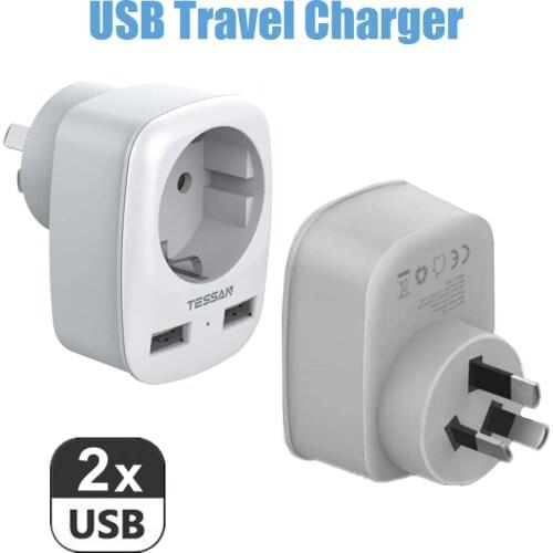 AU Adapter Power Strip with 2 USB Charging Ports USB Wall Charger Portable Travel Outlet 100-250V Mini Plug for Phone Tablets