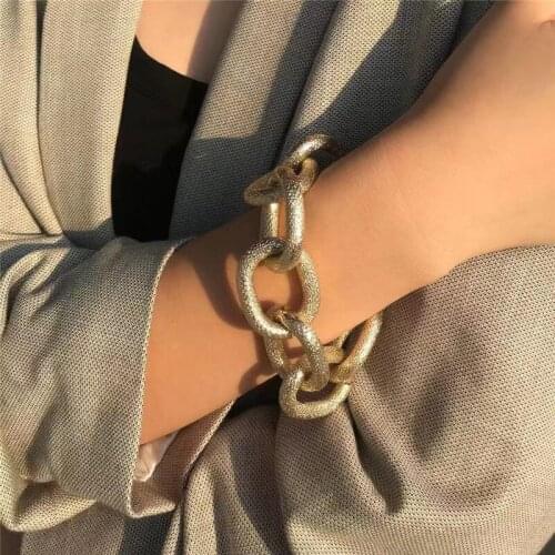 Punk heavy metal thick chain bracelet womens mens armband steam punk Indian brand lock Bracelet friend couple jewelry