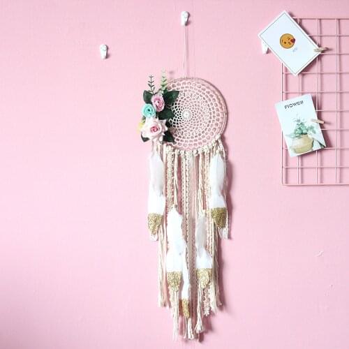 Creative Arrival dream catcher Ornament with Flowers Wedding Girl Heart Bohemian Home Wind Chimes Charm Decoration
