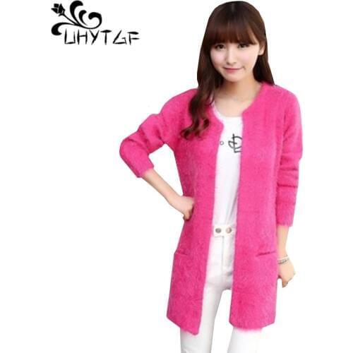 UHYTGF Spring Autumn Sweater Jacket Womens Exquisite Hippocampus cashmere cardigan coat Loose plus size sweater coat female 530