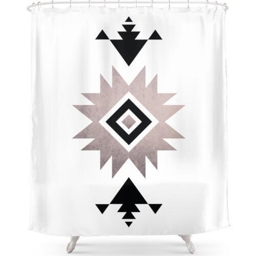 Minimalist Aztec Shower Curtain Set Waterproof Polyester Fabric Bath Curtain For Bathroom With Non-slip Floor Mat