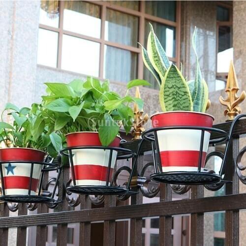 Iron Hanging Metal Basket Flower Planter Pot Holder For Balcony Patio Heavy-Duty