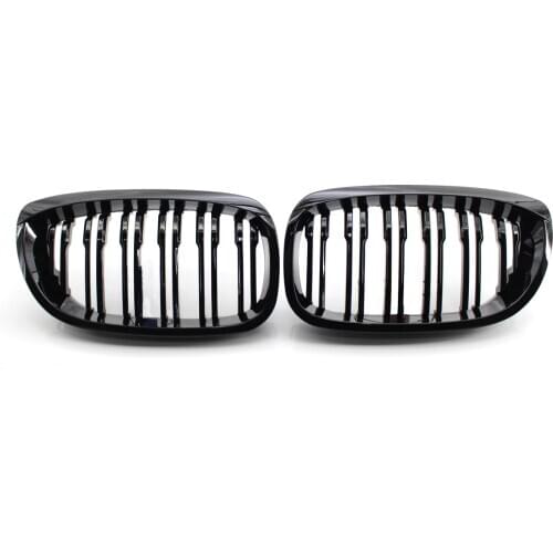 1Pair Gloss Black Double Slat Kidney Grille Grill Replacement for BMW 3Series E46 Coupe Cabrio 2003-2006 51137064317 51137064318