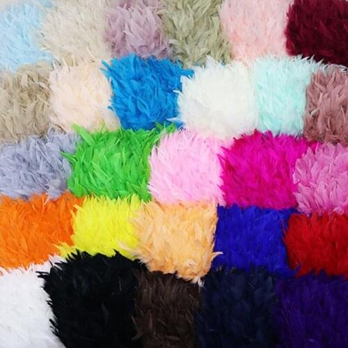 10 Meter Colorful Turkey Feathers Fringe Fluffy Turkey Feather Trim Ribbon Plume For Latin Dance Stage Wedding Sewing Diy Craft