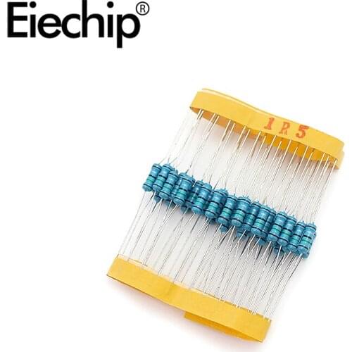 100pcs/lot 0.5W 1 ohm 1% Metal film resistor 1/2W resistance 1.5R Electronic resistors