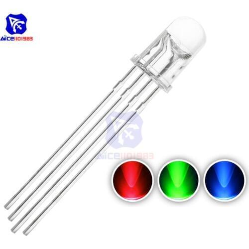 100PCS/Lot 4 Pin RGB LED Diode Lights Red/Green/Blue Clear Round Common Cathode Lighting Bulb Electronics Components