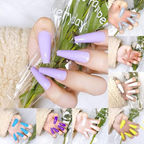24Pcs Coffin Wearable Fake Nails Detachable False Nails Gourd Ballerina Full Cover Nail Tips Acrylic Manicure Tips Press on Nail