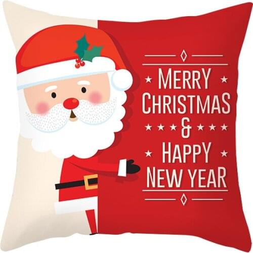 45x45cm Merry Christmas Cushion Cover Polyester Pillowcase Santa Gifts Christmas Decorations For Home Xmas Happy New Year 2022