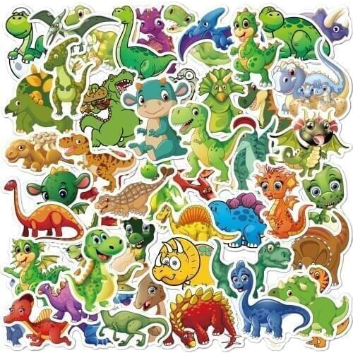 50PCS Cute Cartoon Dinosaur Stickers Kids Classic Toys Scrapbook Sticker Laptop Guitar Phone DIY Graffiti Stickers For Kids Gift
