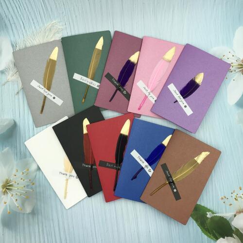 50pcs/lot 14.8*9.3CM Classic Feather Design Gift card Wedding Invitations card Birthday Greeting Card Thank you Card