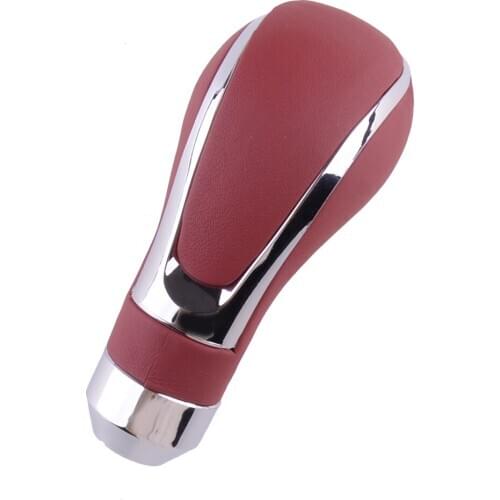 Beler Car Gear Stick Shift Knob Shifter Lever Red PU Leather Manual Automatic Transmission Universal