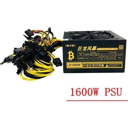 Bitcoin Miner Power Supply 1800W Eth Mining Machine ATX Switching PSU PC Server Source For RX470 480 570 GTX1060 1070 GPU Case