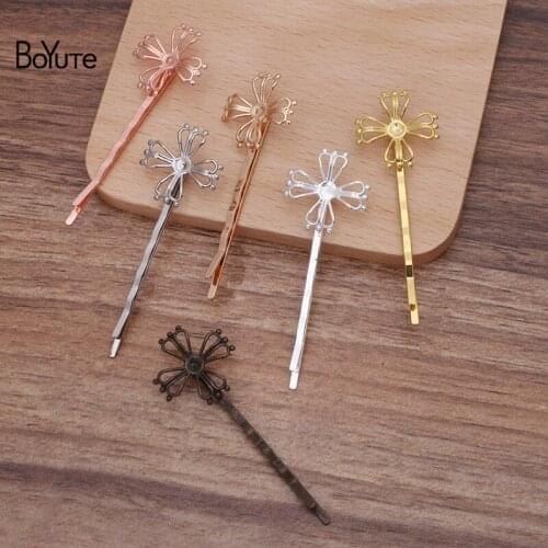 BoYuTe (20 Pieces/Lot) 27MM Flower 55*2MM Barrette Factory Direct Sale DIY Bridal Hair Accessories Materials