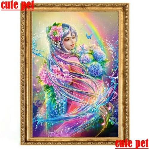 Flower Fairy Diy mosaic NoFrame diamond painting Art home decor full Square round drill crossstitch Diamond Embroidery wallpaper