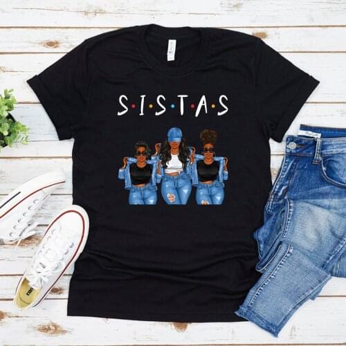 Black Queen Melanin Bestie Tshirt Sistas Tops Gift for Women Girls Harajuku Graphic Tee Sistas Awesome Afro Girl Together Shirt