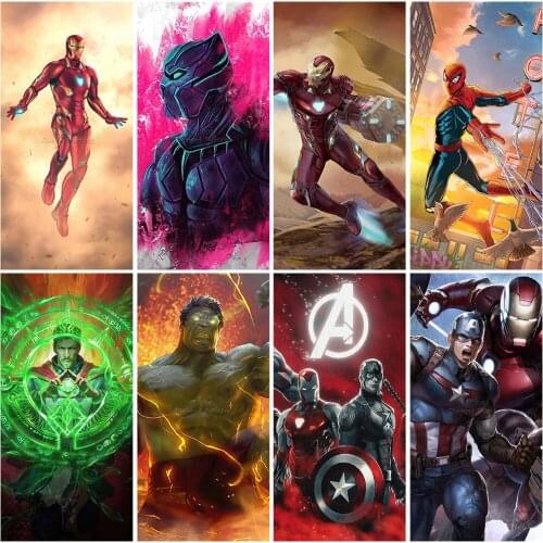 Marvel Diamond Painting Full Square Round Iron Man Avengers Cartoon 5D DIY Art Gift Embroidery Cross Stitch Mosaic Home Decor