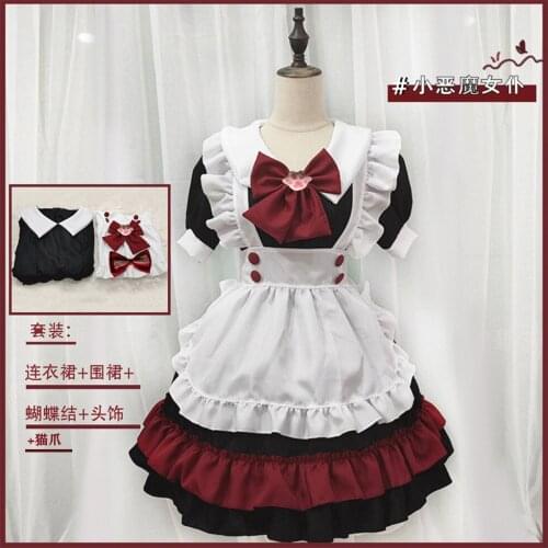 Halloween Little Devil Maid Lolita Gothic Style Black and Red Maid Cos Role-playing Costume Halloween Costumes Women Cosplay