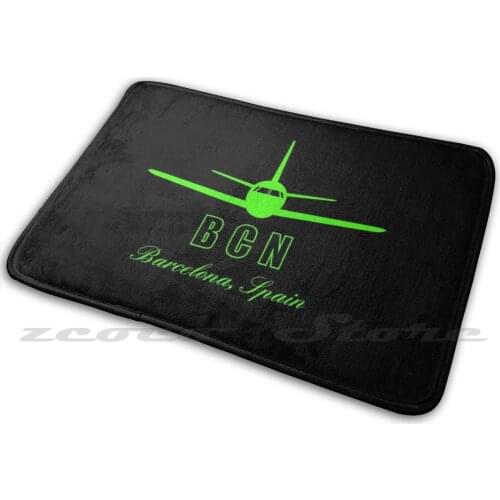 Bcn Spain Airport Code Carpet Rug Non-Slip Water Absorb Door Mat Airport Espana Spain Mad Fly Airplane Jet Travel Flying