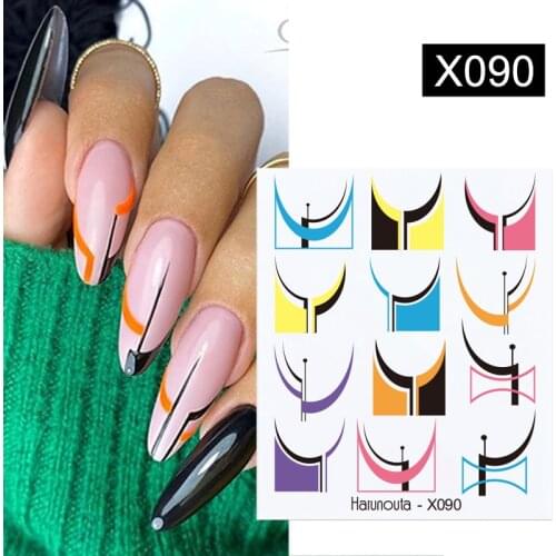 Harunouta Cool Geometry Pattern Water Decals Stickers Christmas Snowflakes Slider For Nails Valentines Day Nail Art Decoration