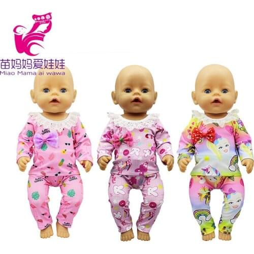 40cm 43cm Baby Doll Flower Pajama Set Lace Collar Top 18inch Girl Dolls Clothes Sleep Clothes