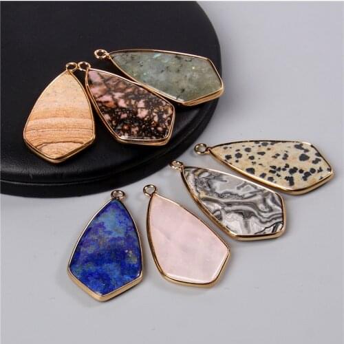 Fashion 2pcs Natural Healing Quartz Stone Slice Pendants Exquisite Charm for Jewelry Making Diy Earring Necklace Accessories