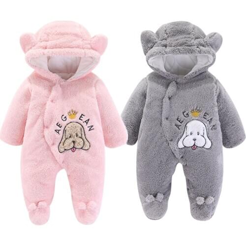 Cartoons Baby girl outfit Autumn Winter Infant Thick Fluff Baby Rompers For Baby Girls Jumpsuit Newborn Baby Boys Clothes
