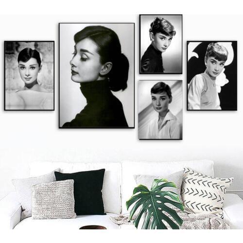 Audrey Hepburn Retro Photographic Canvas Painting Frameless Decoration Sofa Living Room Bedroom Art Wall Painting Kitchen