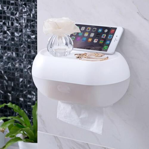Wall-mounted Waterproof Paper Holder Box Punch-free Roll Paper Tissue Container Case Storage Rack for Bathroom Toilet Household