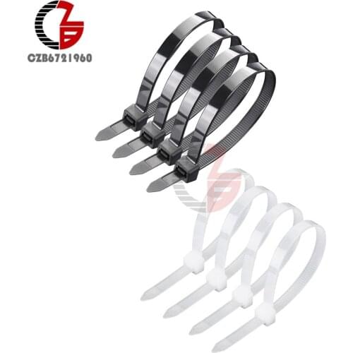 100PCS/Pack 4x200 8x200 5x200mm Nylon Cable Ties Black White Thickened Insulation Plastic Cable Tie English Neutral 3.6x200mm