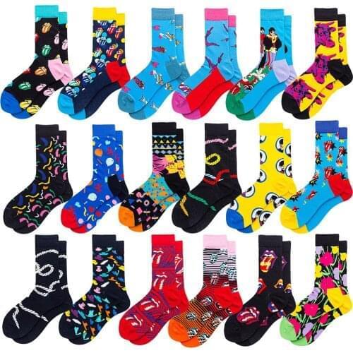 Men Women Creative Cotton Socks with 3D Flower Food Printing Happy Funny Pattern Socks for Men Women Spring Autumn Winten