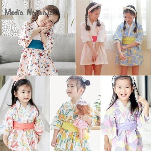 2020 New Spring Summer Kimono Prints Bathrobe Dress Japanese style Girls Dress