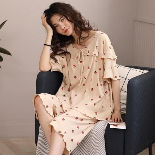 Women Modal Pajamas Sets Womens Short Sleeve Capri Pants Pyjamas Pajamas For Women Sleepwear Female Home Clothes For Summer