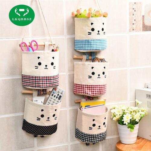 LLinen Cotton Fabric Wall Hanging Storage Bag Case Pockets Home Organizer Cosmetic Keys Toy Sorting Hanging Box
