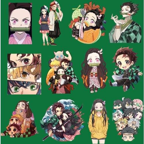 Popular Anime Demon Slayer Heat Transfer A-level Patches For Schoolbag Jeans Tshirt Stripes washable Stickers On Clothes