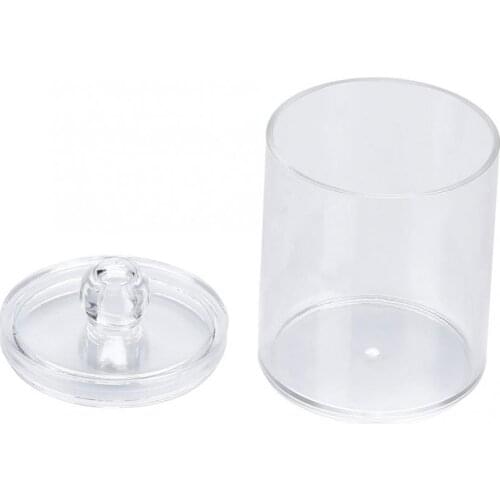 Professional Transparent Round Cotton Bud Case Acrylic Cotton Swab Storage Container Organizer Makeup Tool Kits
