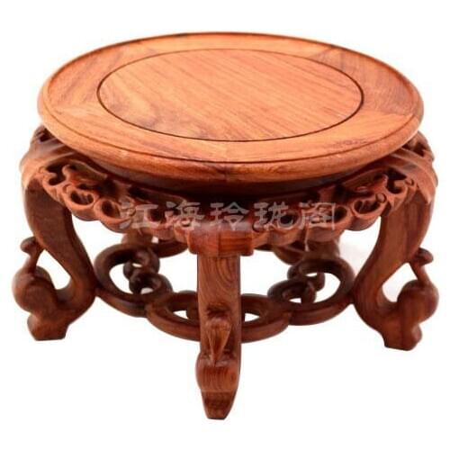 Redwood carving crafts flower circle flower fish tank vase bonsai solid wood base