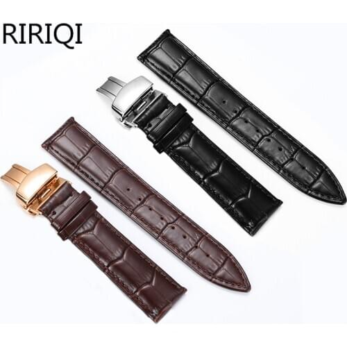 Crocodile Leather Strap 16mm 18mm 20mm 22mm Strap Brown Black Butterfly Buckle Strap