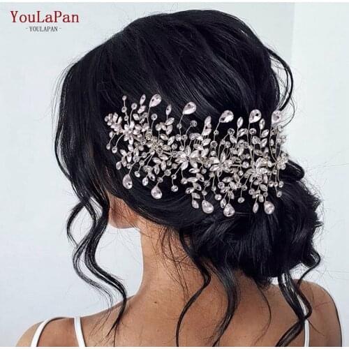 YouLaPan HP379 Luxury Wedding Hair Combs Diamonds Wedding Hair Jewelry Drop Shape Rhinestone Bridal Headpiece for Bride Headwear