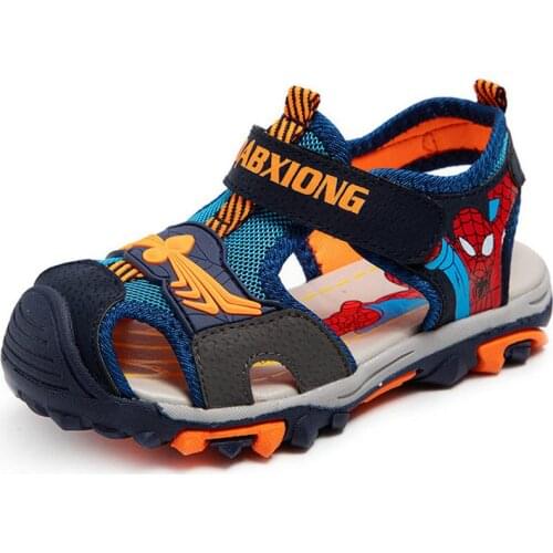 Disney Boys Sandals New Summer Kids Beach Shoes Closed Toe Children Cartoon Spiderman Girls Shoes Baby Sandals Soft Toddler