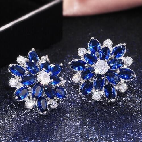 Huitan Gorgeous Double Layer Flower Women Stud Earring 7 Colors Available Wedding Dancing Party Fine Gift Female Classic Earring