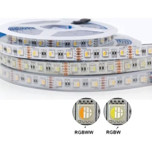 RGBW RGB+WW 4in1 Led Strip Light Led Flexible Line Tape DC 12V / 24V 1M 5M 60LED/M Waterproof leds Lighting String 3M tape lamp