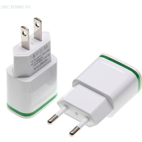 LED Light 2 Ports USB Charger Cable EU Plug 5V 2A Mobile Phone Wall Adapter For iPhone 6 7 iPad Samsung Charging Device 300pcs