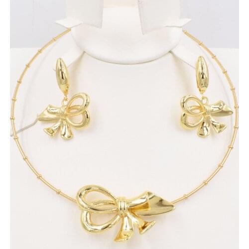 High Quality Ltaly 750 Gold color Jewelry Set For Women african beads jewlery fashion necklace set earring jewelry