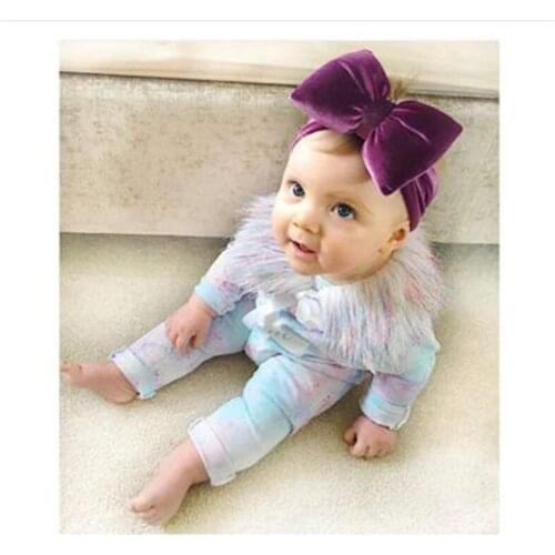 H:HYDE Cute Newborn Baby Girls Headband Toddler Big Bow Hairband Solid Stretch Turban Knot Head Wrap Head Wear