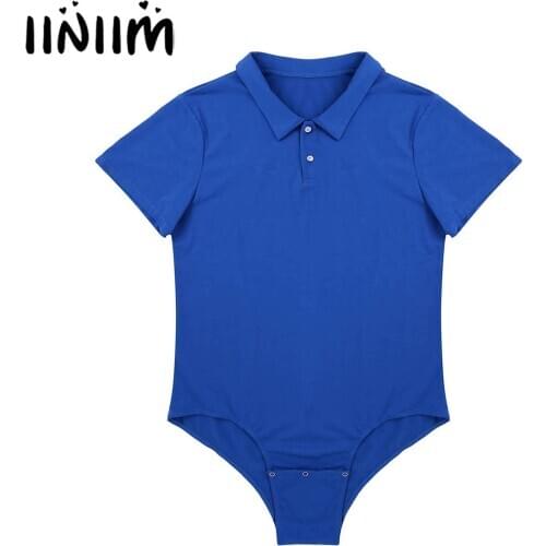 Adult ABDL Sexy Babies Gay Mens Lingerie Shirts Turn-down Collar Snap Crotch Jockstraps Shirt Bodysuit Romper Snappies Pajamas