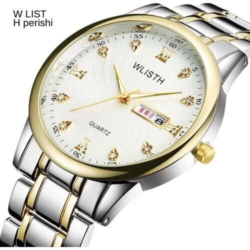 WLISTH Fashion Couple Watch Full Steel Women Watches Top Luxury Brand Mens Watches Waterproof Watch for Lovers Reloj Mujer 2020