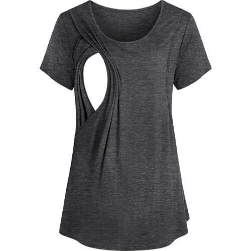 Women Maternity Clothes Short Sleeve Nursing Baby Tops Solid T-shirt Pajamas Breastfeeding Clothes Pyjama Femme Maternite D30