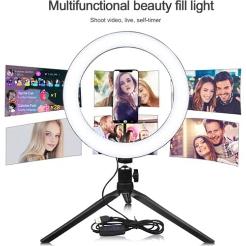 10" 26CM Fill Photography Lighting Phone Ringlight Tripod Stand Photo Led Selfie Bluetooth remote Ring Light Lamp Youtube Live